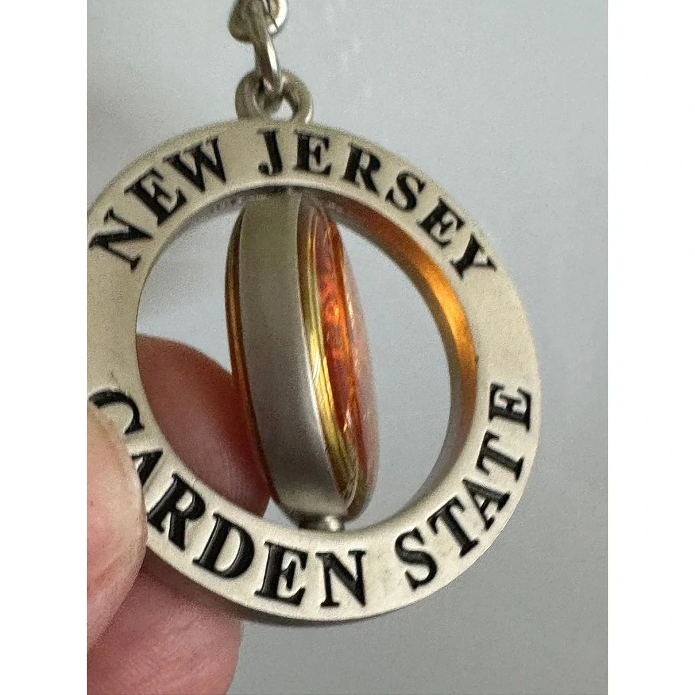 New Jersey Garden State Souvenir Keychain Spinning 2003 Lincoln Penny